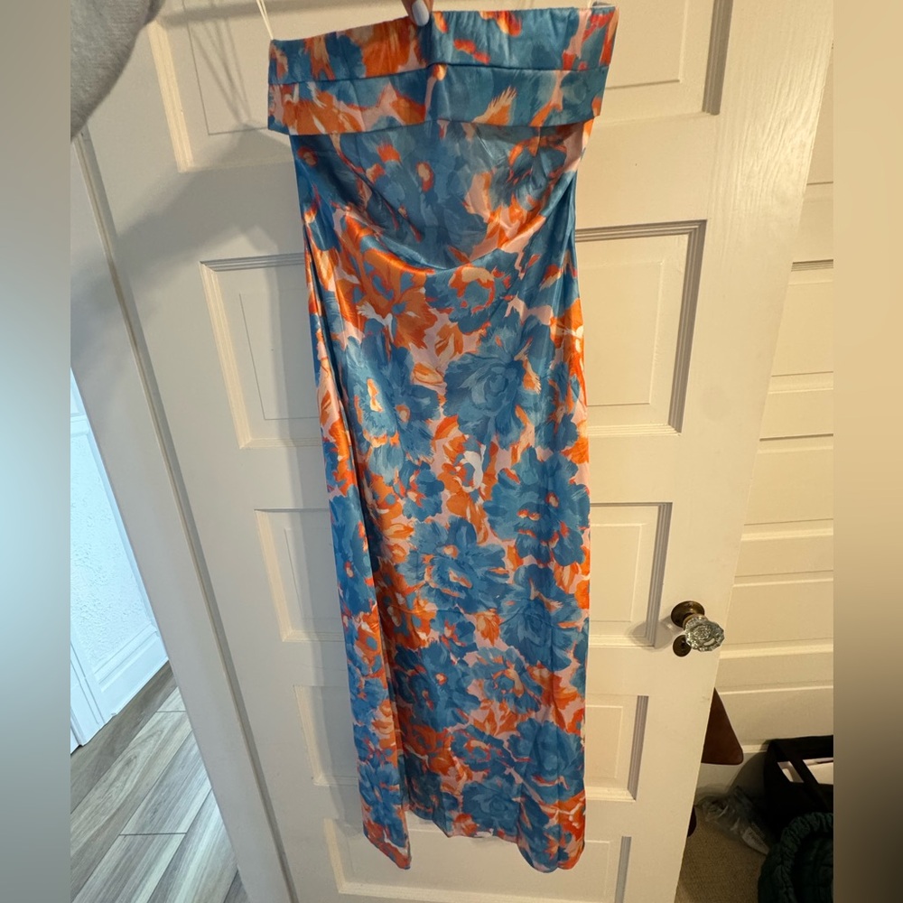 Hello Molly Blue and Orange Floral Maxi Dress
